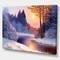 Designart Christmas Forest with River Landscapes Canvas Art